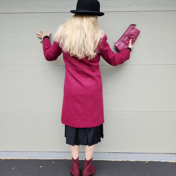 L L Collezioni Italia Ex Cond & Pro Clean Empire Waist Wool Coat Berry 4-6, $135 - Picture 13 of 16